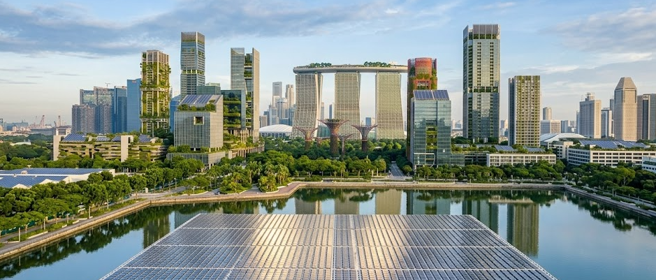 Singapore Solar Projects featuring floating solar farms and rooftop solar panels in Singapore
